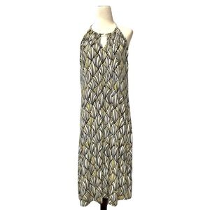Tommy Bahama halter dress with keyhole neckline yellow black abstract pattern M